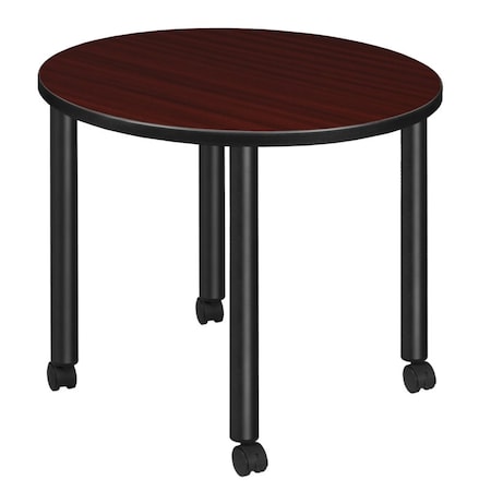Regency Kee Mobile Tables, 30 W, 30 L, 29 H, Wood, Metal Top, Mahogany TBMC30RNDMHBK